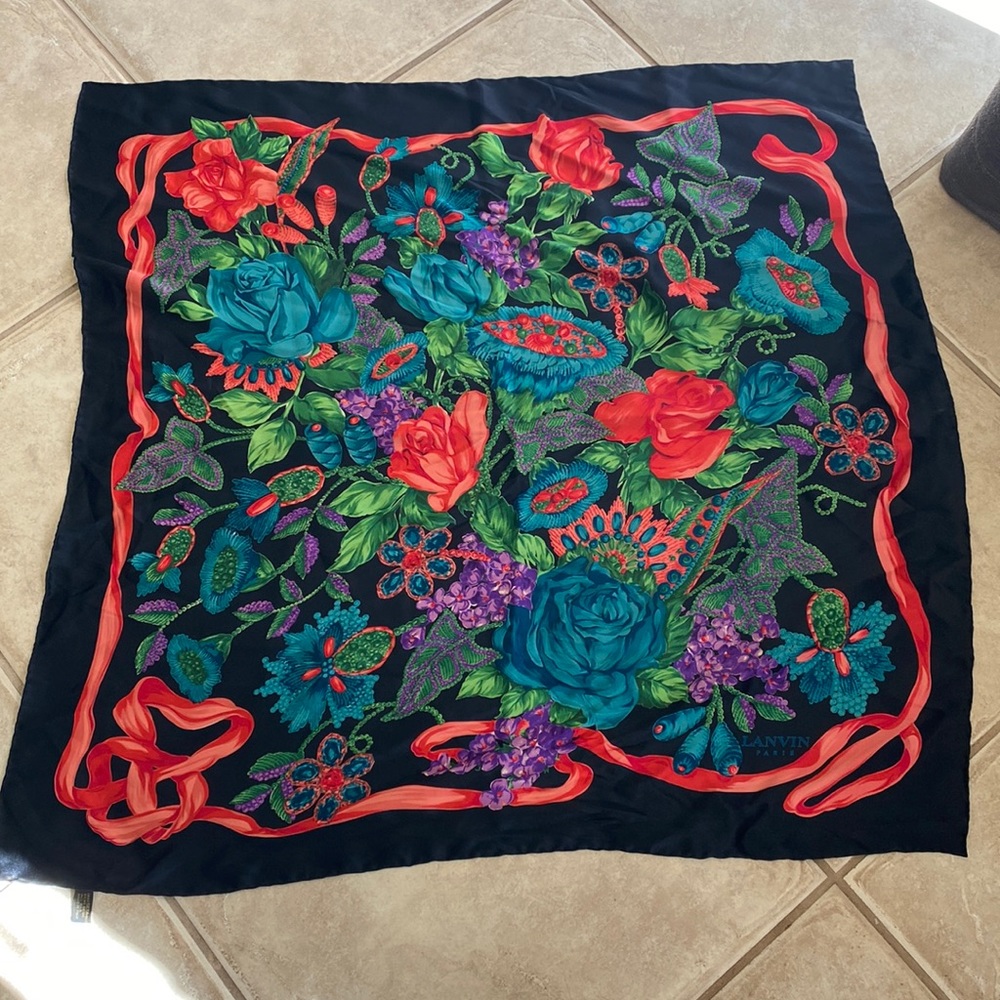 Lanvin Paris Silk Floral Scarf 🧣